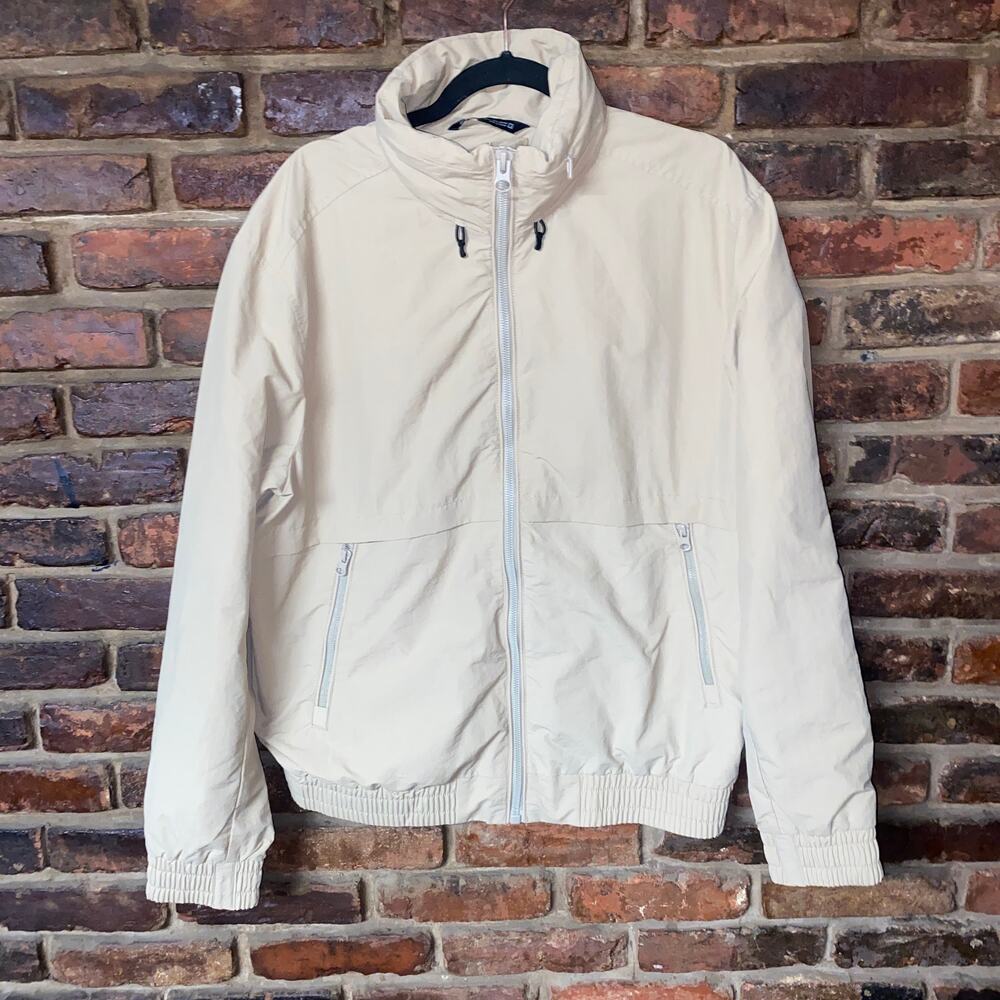 Zara Beige Full Zip-Up Lightweight Puffer Bomber Jacket Men's Size Large